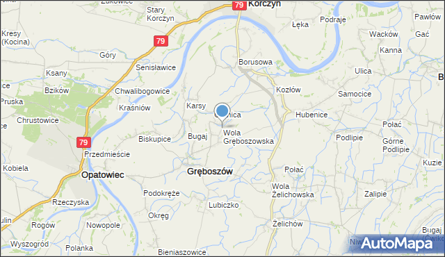mapa Wola Gręboszowska, Wola Gręboszowska na mapie Targeo